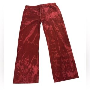 American South Side Red Maroon Tie Dye Pants All Cotton Womens Small Pull On